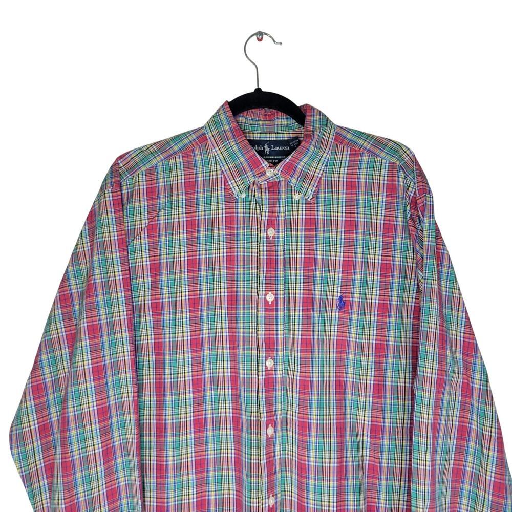 Ralph Lauren Button Down Shirt Mens L Red Plaid Long Sleeve Preppy Logo Pony - Picture 7 of 16